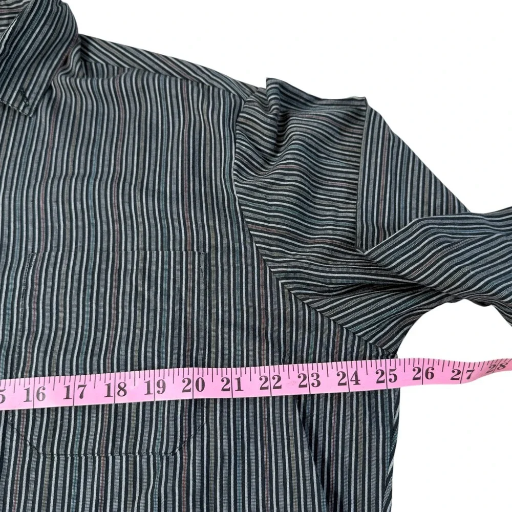 VTG Kennington Ltd California Men XL 17.5‎ Striped Button Down Long Sleeve Black